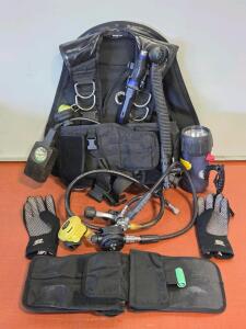 SeaQuest Scuba Vest & Assorted Diving Gear w/ Carry Bag