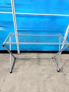 Glass-Top Desk with Metal Frame, Approx. 48x24 Inches, Tempered Glass
