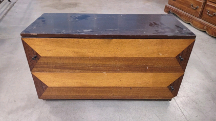 Mid-Century Modern Dresser, 2 Drawers, Wood, Brown, Serial 795 70x 36"x15"x21.5"