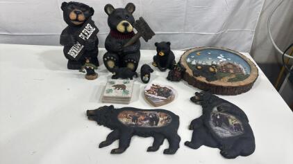 Assorted Lot Of Black Bears & Bear Themed Items