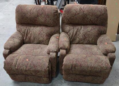 Paisley Pattern Recliner Chairs, Manual Lever Recline
