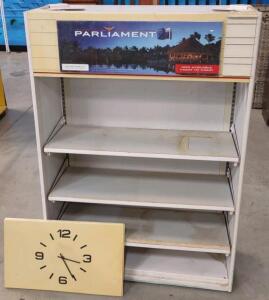 Retail Display Shelf with Parliament Branding, 3 Shelves, Fluorescent Lighting 35.5"x14"x51"
