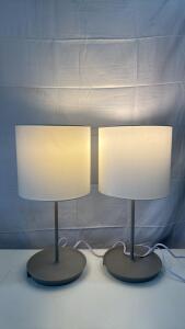 2 19&rdquo; Tall End Table Lamps w/ C-Charger Port Built In