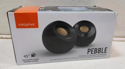 (1) Creative Pebble 2.0 USB-Powered Desktop Speakers<br/><br/>New In Original Pkg. Appears Unopened.