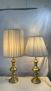 2 - 33&rdquo; Tall Metal Lamps Both Have Different Shades