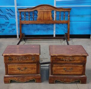 Lea Bedroom Furniture Set with Floral Design, Includes (2) Nightstands and Headboard- (Nightstand): Approximately 24 inches wide x 16 inches deep x 21 inches tall