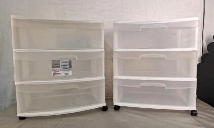 (2) Sterilite 3-Drawer Rolling Carts