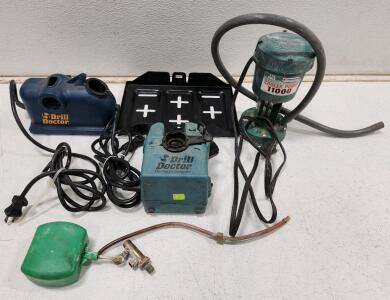 (1) Drill Doctor Handyman Model 250 Drill Bit Sharpener (1) Drill Doctor 750X Drill Bit Sharpener (1) Dial 1195 UL11000 Premium Evaporative Cooler Pump (1) Dial Heavy-Duty Brass Float Valve (1) Universal Metal Car Battery Tray
