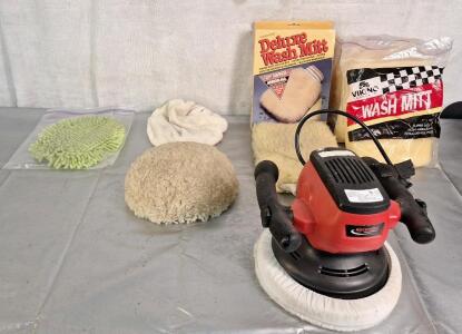 (1) Rockford Orbital Polisher W/ (5) Wash Mits & (3) Buffing Pads