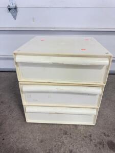 White Plastic 3-Drawer Storage Unit, Stackable
