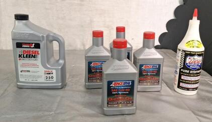 (1) 80-Oz Bottle Of Power Service Diesel Kleen, (4) Quarts Of Amsoil Full Synthetic 5W-40 Diesel Oil & (1) 32-Oz Bottle Of Lucas Synthetic Oil Stabilizer