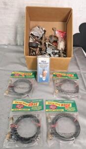 (4) Central Pneumatic 30" Swivel Whip Hoses, (1) Mini Air Filter & Assorted Air Hose Hardware