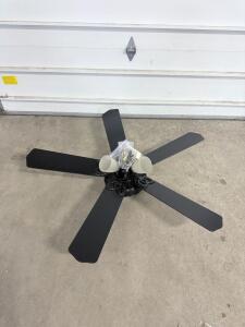 Hampton Bay Ceiling Fan with Light, 5 Blades, Black, Remote Control