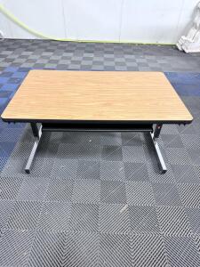 Adjustable Height Table, Woodgrain, Metal Frame, T-Base