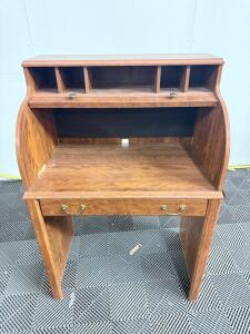 Traditional Roll Top Desk, Engineered Wood, Brown, 40" Height, 1 Drawer, 4 Shelves 40" x 30" x 20",