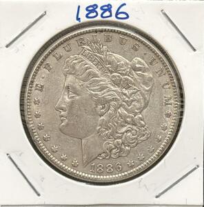 1886 Morgan Silver Dollar, Philadelphia Mint, 90% Silver