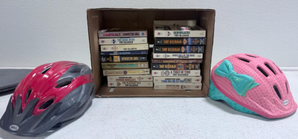 (2) Kids Bike Helmets & Assortment Of Tony Hillerman Paperback Books