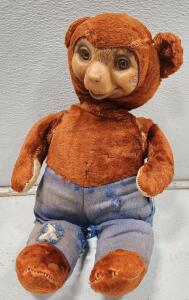 (1) Vintage 1950s Ideal Toy Company Smokey the Bear Stuffed Animal With Rubber Face