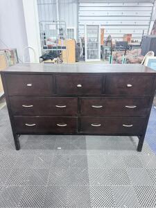 9-Drawer Wood Dresser, Dark Brown, Modern Style Approximate Dimensions of 36" x 60" x 18" (91 cm x 152 cm x 46 cm),