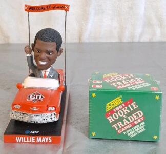 (1) Willie Mays 60th Anniversary Bobblehead & (1) Factory-Sealed 1991 Score Rookie & Traded Baseball Card Set