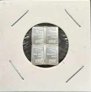 (4) Valcambi Suisse 1g Silver Bullion Bars, .9990 Purity, Swiss Made