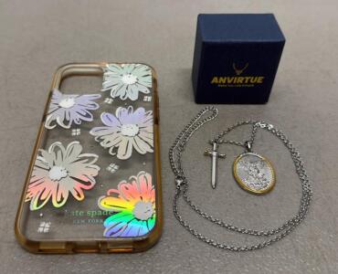 Lot Of Stainless Steel St. Michael Necklace And 1 Kate Spade IPhone Case