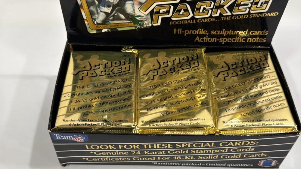 24 Sealed Packs Of 6 Cards 1991 Edition Action Packed Football Cards ...