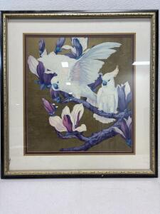 framed art print of Cockatoos on Copa de Oro by Jesse Arms Botke