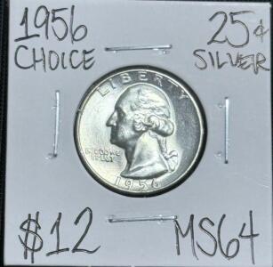 (1) 1956 MS64 Choice Silver Washington Quarter
