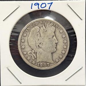 1907 Barber Half Dollar, United States Mint, No Mint Mark