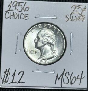 (1) 1956 MS64 Choice Silver Washington Quarter