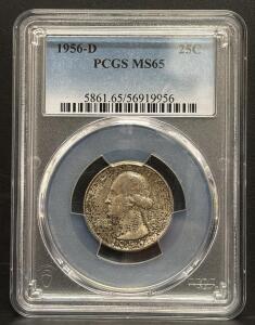 1956-D Washington Quarter PCGS MS65, Silver, Denver Mint