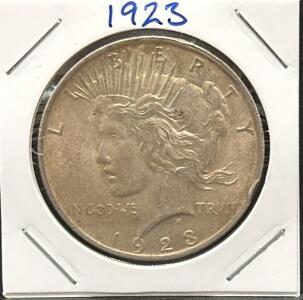 1923 Peace Dollar Coin, United States Mint, 90% Silver