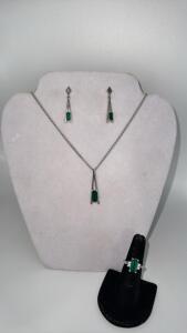 Beautiful AVON Jewelry Set- Earrings, Necklace W/Pendant & Ring