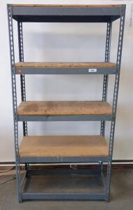 Heavy-Duty Boltless Metal Shelving Unit With Wood Shelves. 72"x32"x18"