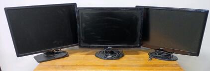 (3) 24" LCD Computer Monitor With Power Cords - Dell-LG-ACER