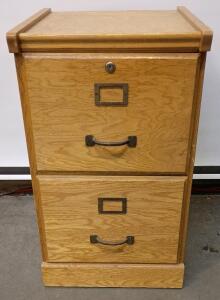 Late 20th Century Oak Two-Drawer Legal Size Filing Cabinet 28"x16"x16"