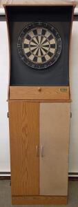 Halex Free Standing Dartboard Stand With A Cork Dart Board And An Electronic Dart Board And Darts And Accessories 80" Tall X 24" Wide X 10"Deep