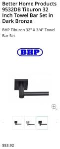 (4) Brad New Better Home Products 32&rdquo; Dark Bronze Towel Bar Set