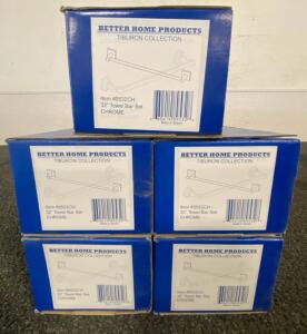 (5) Brand New!!! Better Home Products 32&rdquo; Chrome Towel Bar Set
