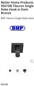 (10) Brand New Better Home Products Single Robe Hooks (Dark Bronze)