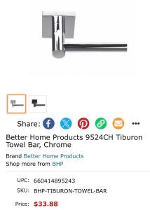 (3) Brand New!!! Better Home Products 24&rdquo; Chrome Towel Bar Set