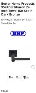 Brand New!!! (4) Better Home Products Tiburon 24 Inch Towel Bar Set (Dark Bronze Finish)