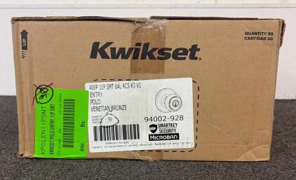 (30) Kwikset Polo Entry Door Knob In A Venetian Bronze