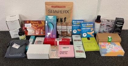 BRAND NEW PRODUCTS!! Including (2) Lilymoon Potassium Magnesium Bottles, (1) Lily England Detangler Brush, (1) Holycom Eye Cream, And More!!