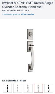 Brand New!!! Kwikset 800TVHLIP-15S.STRKP Tavaris Single Cylinder Handleset (Satin Nickel Finish)