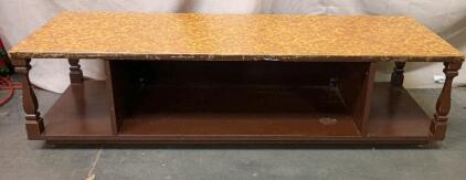 Vintage Henredon Mid-Century Modern Faux Tortoise Shell Coffee Table or TV Stand. 15"x20"x58"