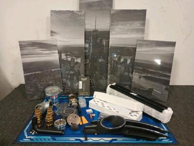 New York City 5 Piece Wall Hanging, Laser Cutting Tips, (125) Galvanized Surface Impalers, Various Plumbing Parts, Model 310 Air Filter And More!