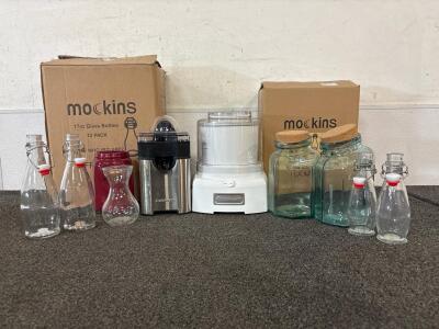 Cuisinart Ice Cream Maker - Juicer - Mockins 12 Pk 17oz - Mockins 12 Pk 8.5oz Glass Bottles - And More