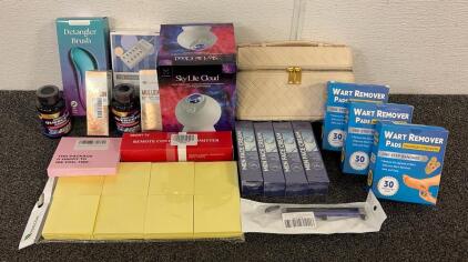 BRAND NEW PRODUCTS!! Including (1) Sky Lite Cloud Smart Nebula Light, (1) USB Charger, (1) Lily England Detangler Brush, And More!!